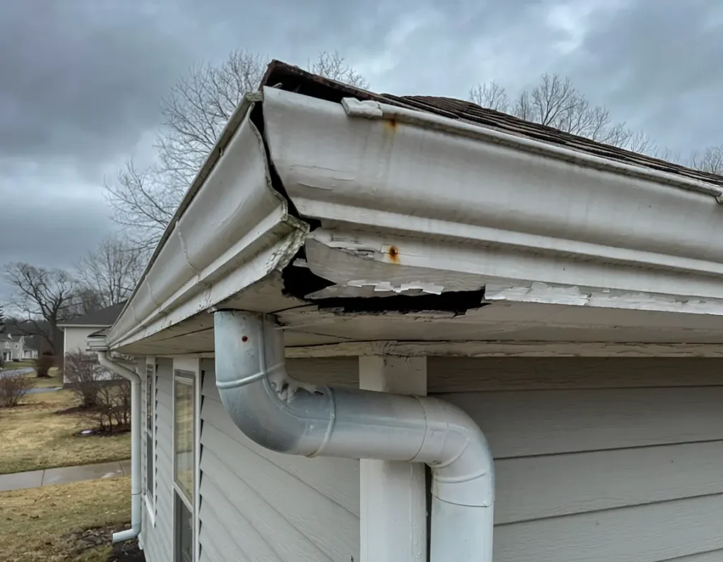 Newly installed seamless gutters