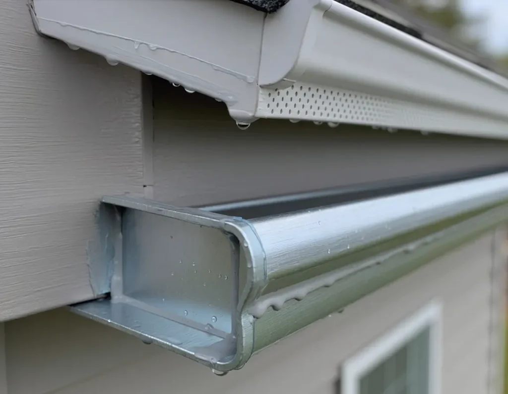 Downspout directing water away from a home